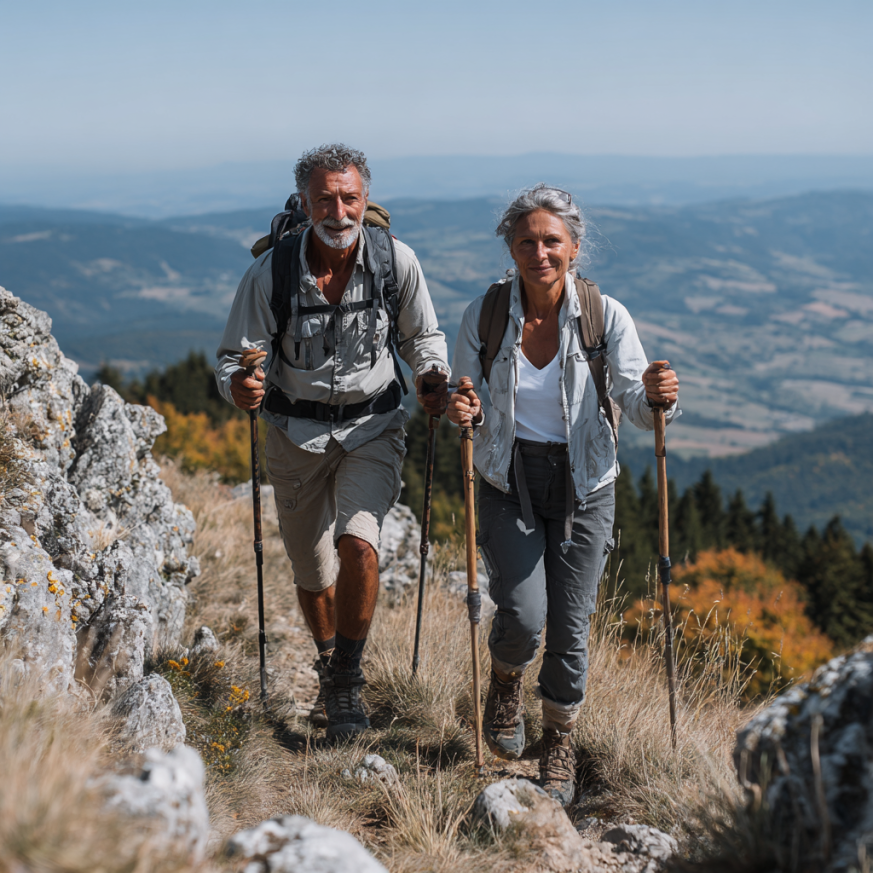 Активни възрастни хора правят упражнения